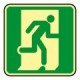 Printed signs on photoluminescent panels or adhesives