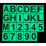 Phosphorescent PVC letters and numbers