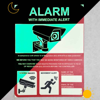Phosphorescent surveillance camera panel 20 x 26,7 cm