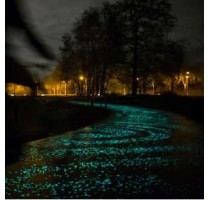 Luminescent road and cycle path